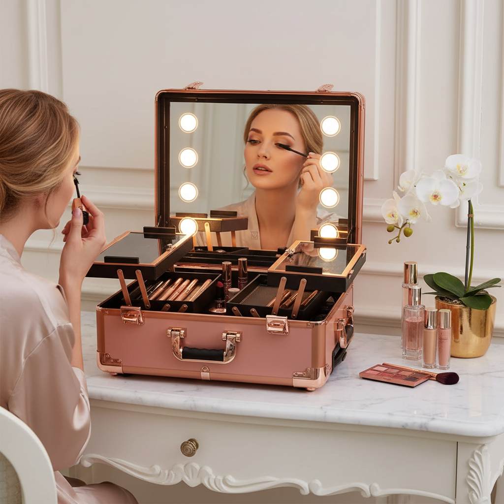 3 Tiers Rolling Makeup Train Case
