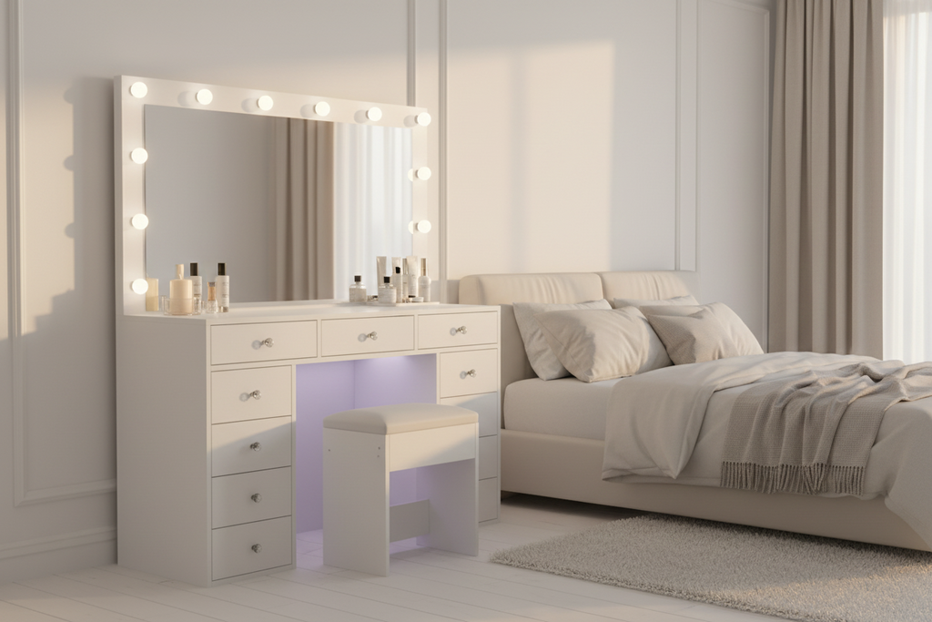 11 Drawers Vanity Set - White