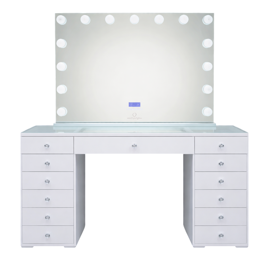Glam & Glow – Smart Vanity Set Glossy White Edition— 13 Drawers