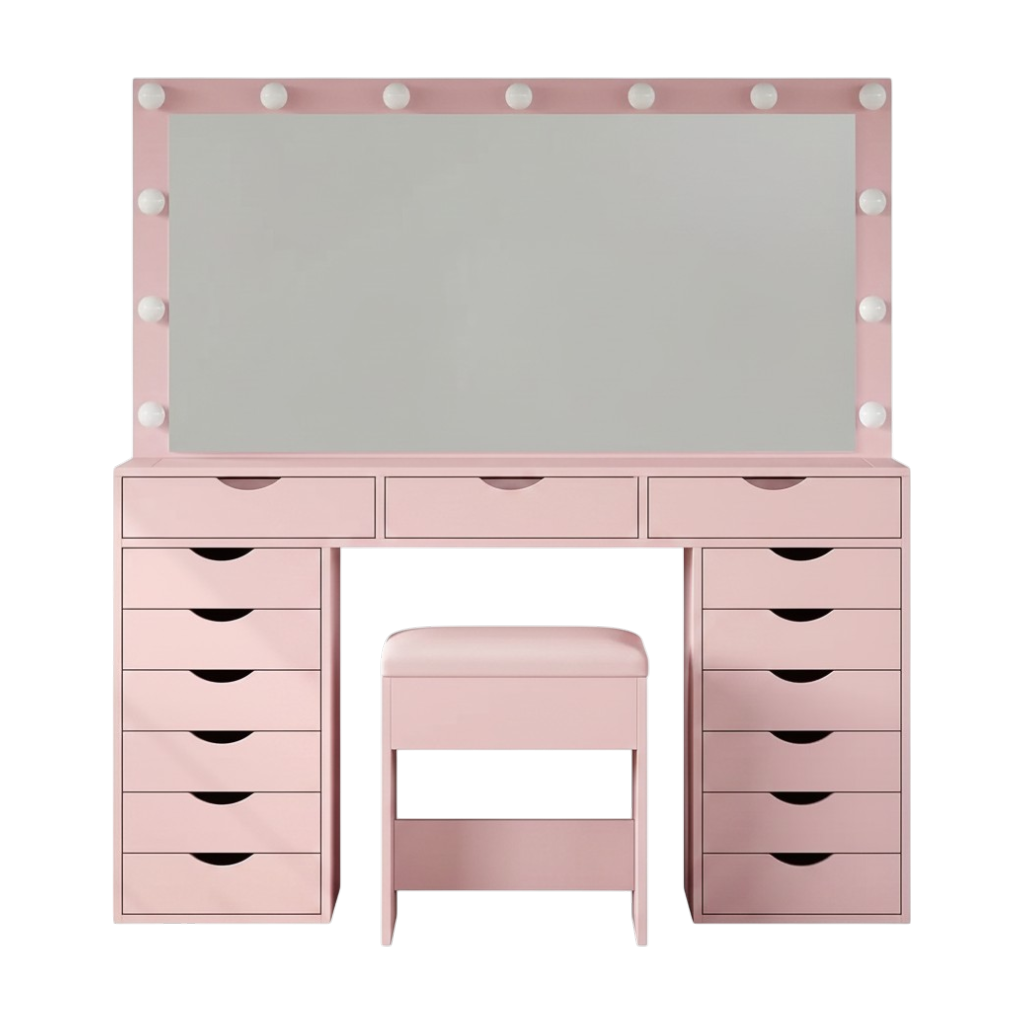 15 Drawers Vanity Set - Pink