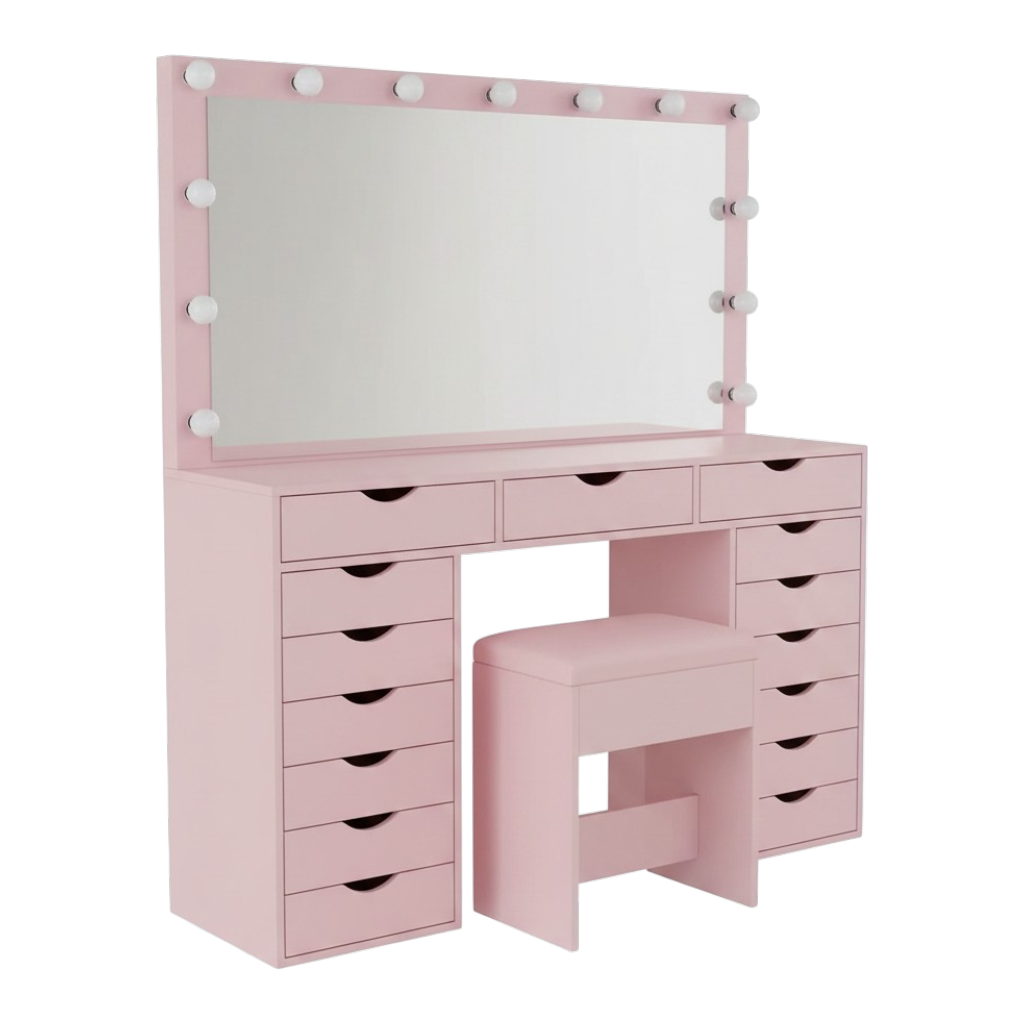 15 Drawers Vanity Set - Pink