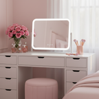 LED Makeup Mirror With Gold Frame - 17x13 Inches