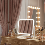 LED Makeup Mirror With Gold Frame - 17x13 Inches