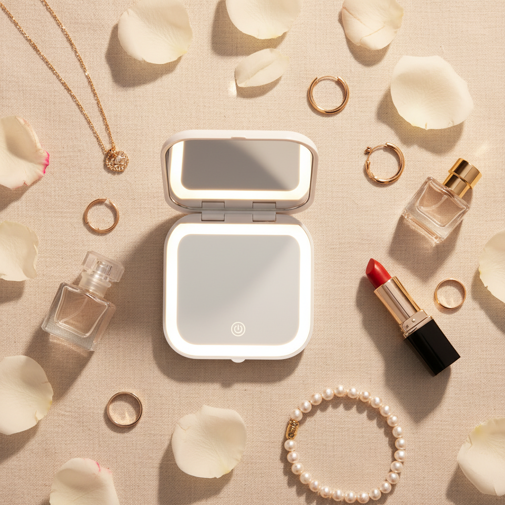 Double Sided Compact Makeup Mirror With Magnification