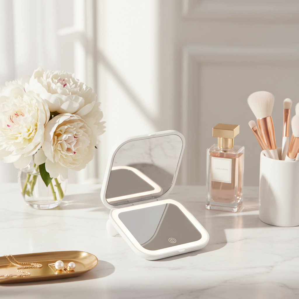 Double Sided Compact Makeup Mirror With Magnification