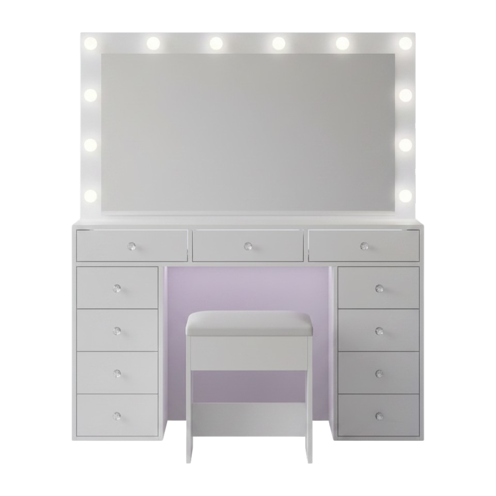 11 Drawers Vanity Set - White