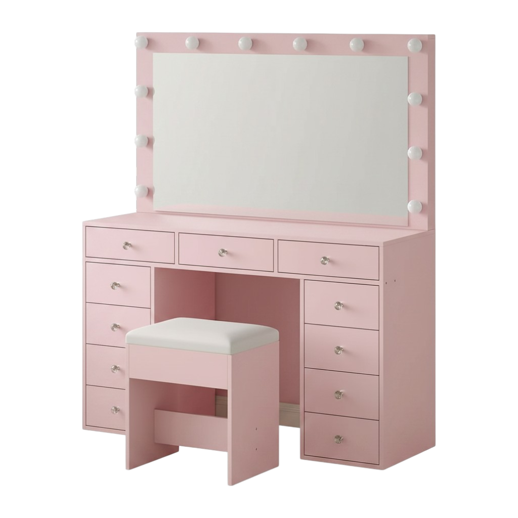 11 Drawers Vanity Set - Pink