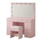 11 Drawers Vanity Set - Pink