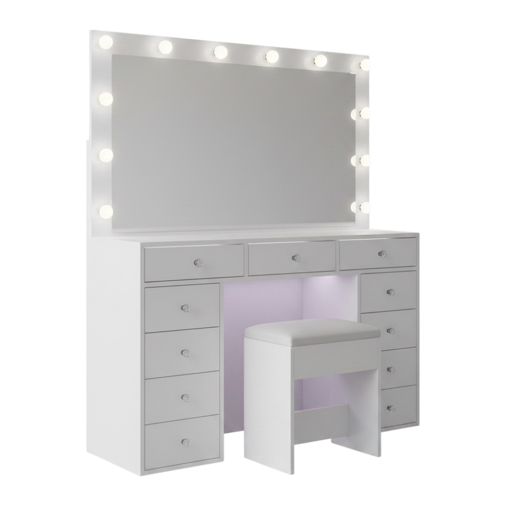 11 Drawers Vanity Set - White