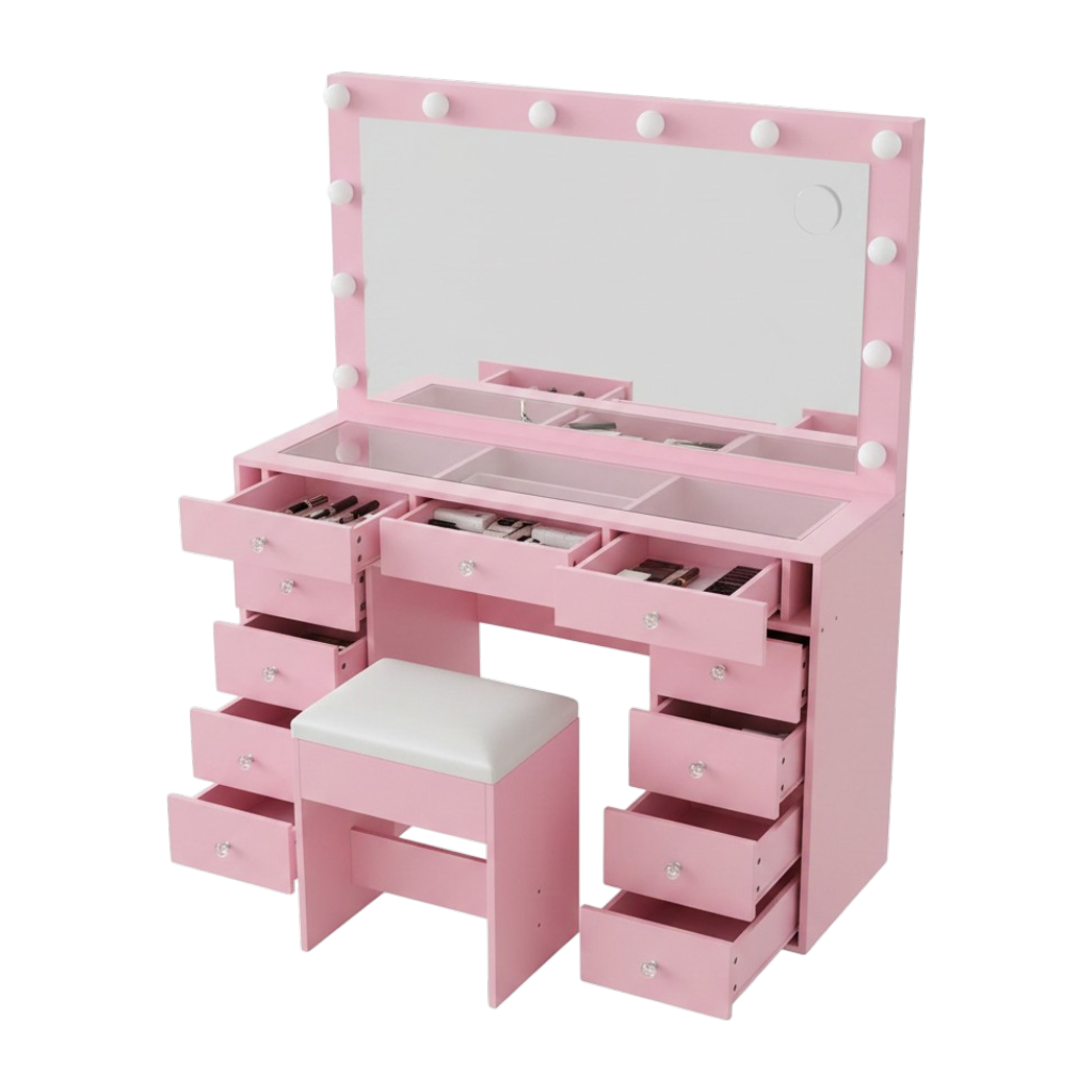 11 Drawers Vanity Set - Pink